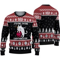 Funny Cat It's Fine Everything Fine Ugly Christmas Sweater