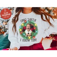 Buddy The Elf Santa I Know Him Sweatshirt, Christmas Elf Movie Sweatshirt — Sweats à capuche pour hommes