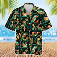 Native Tiki Tiki Parrot Cheers 3d Hawaiian Shirt — Chemises décontractées pour hommes