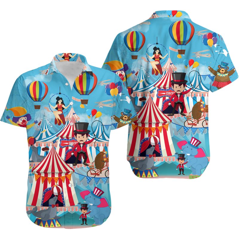 Circus Show Hawaiian Shirt, Kids Birthday Children Party Present — Chemises décontractées pour hommes