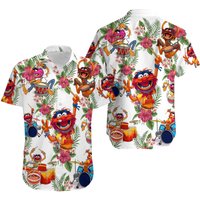 Muppet Playing Drum Tropical Flower Hawaiian Shirt