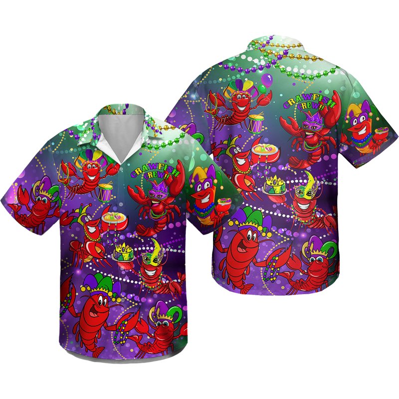 3d Mardi Gras Crawfish Crew Hawaiian Shirt — Chemises décontractées pour hommes