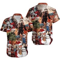 Horror Movie Characters Christmas Hawaiian Shirt — Chemises décontractées pour hommes