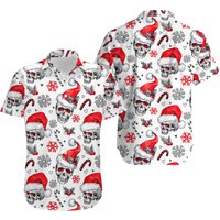 Christmas Skulls With Candy Canes White Version Christmas Hawaiian Shirt