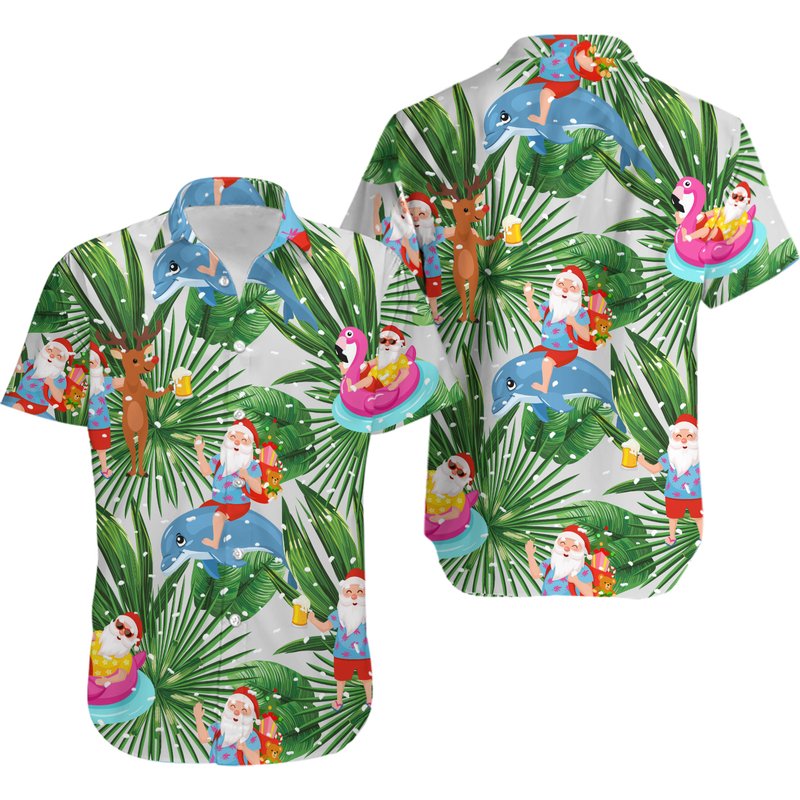 Funny Tropical Christmas Hawaiian Shirt — Chemises décontractées pour hommes