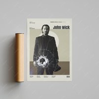 John Wick, Keanu Reeves, Vintage Movie Poster — Affiches et impressions