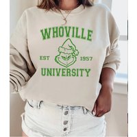 Whoville University Sweatshirt, Christmas Crewneck Sweatshirt, Christmas Vintage Sweatshirt — Sweats à capuche pour hommes