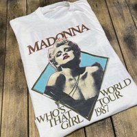M * Vintage 80s 1987 Madonna Who's That Girl Tour T Shirt — T-shirts pour hommes