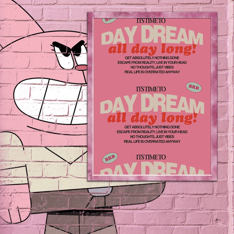 Daydream Print Typography Poster Pink Aesthetic Print Wall Art Gallery Wall Art — Affiches et impressions