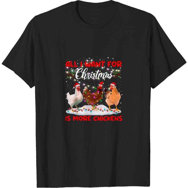 All I Want For Christmas Is More Chickens Santa Hat Lights T-shirt — T-shirts pour hommes