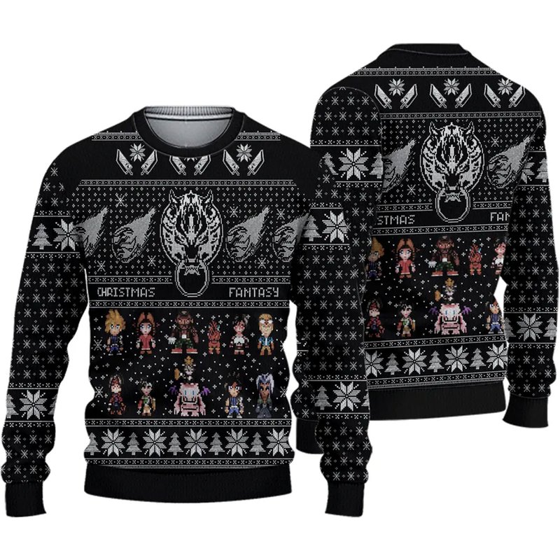 Final Fantasy 7 Vii Ugly Knitted Christmas 3d Sweater — Chandails pour hommes