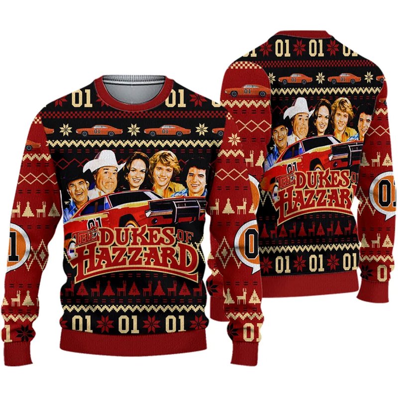 The Dukes-of-hazzard Premium 3d Ugly Knitted Christmas 3d Sweater — Chandails pour hommes