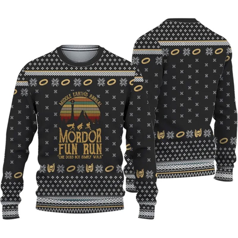 Lotr Mordor Fun Run Ugly Christmas 3d Sweater — Chandails pour hommes