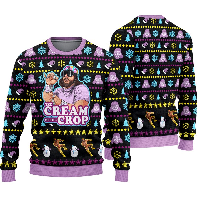 The Cream Of The Crop Macho Man Randy Savage Ugly Knitted Christmas 3d Sweater — Chandails pour hommes
