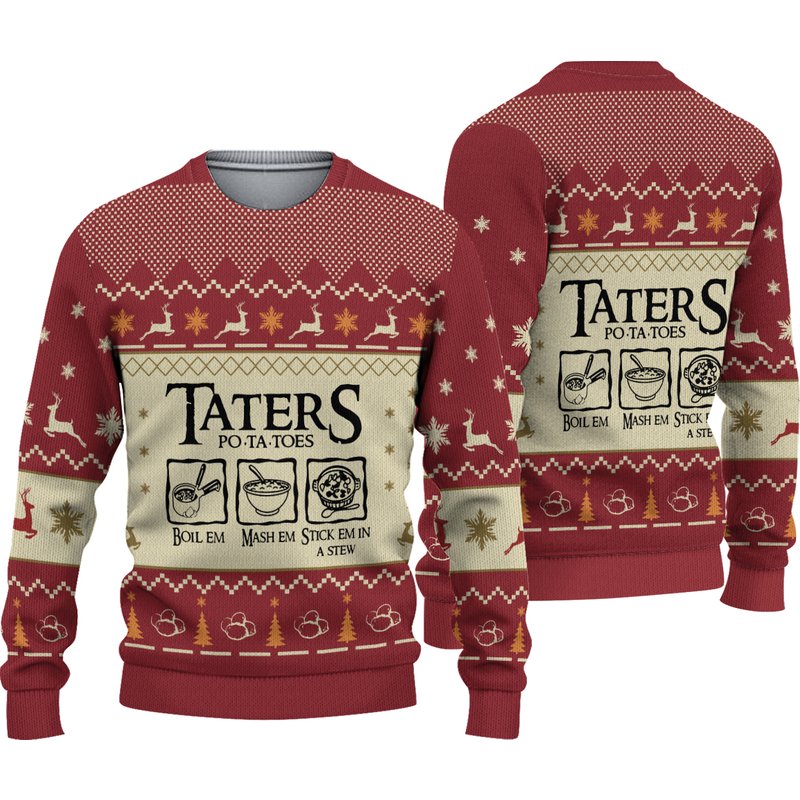 Lotr Taters Potatoes Ugly Christmas Knitted Sweater — Chandails pour hommes