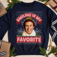 Smiling My Favorite Sweatshirt, Buddy Santa Sweatshirt