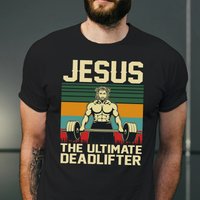 Jesus The Ultimate Deadlifter Vintage T Shirt — T-shirts pour hommes