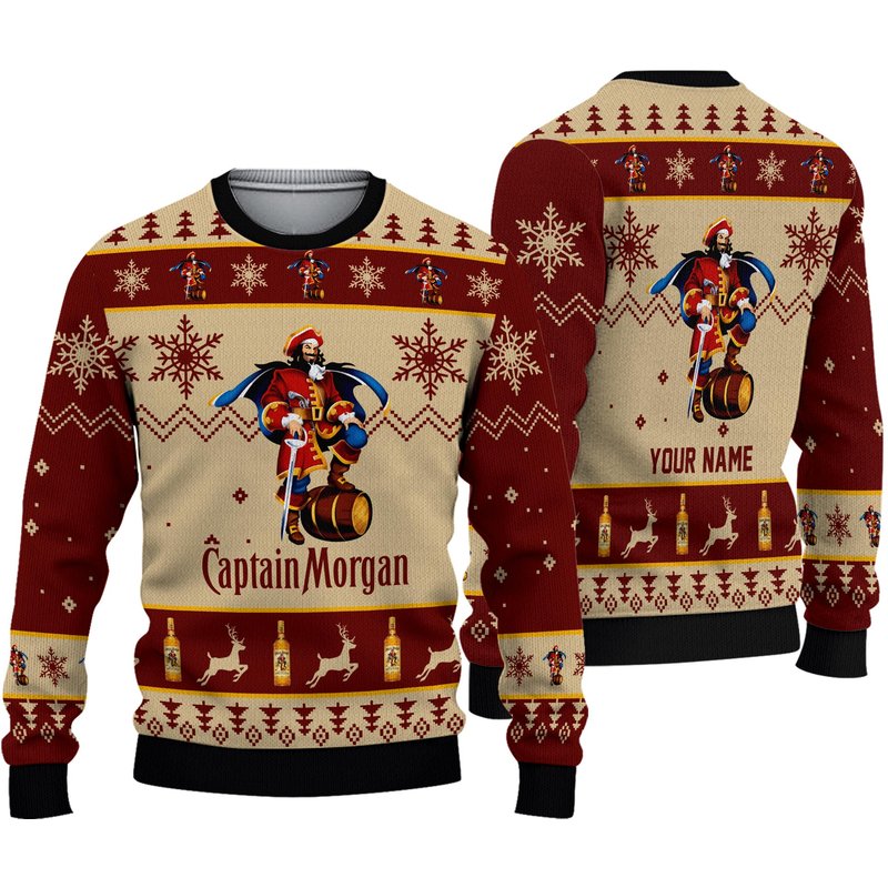 Personalized Captain Morgan Ugly Christmas Sweater — Chandails pour hommes