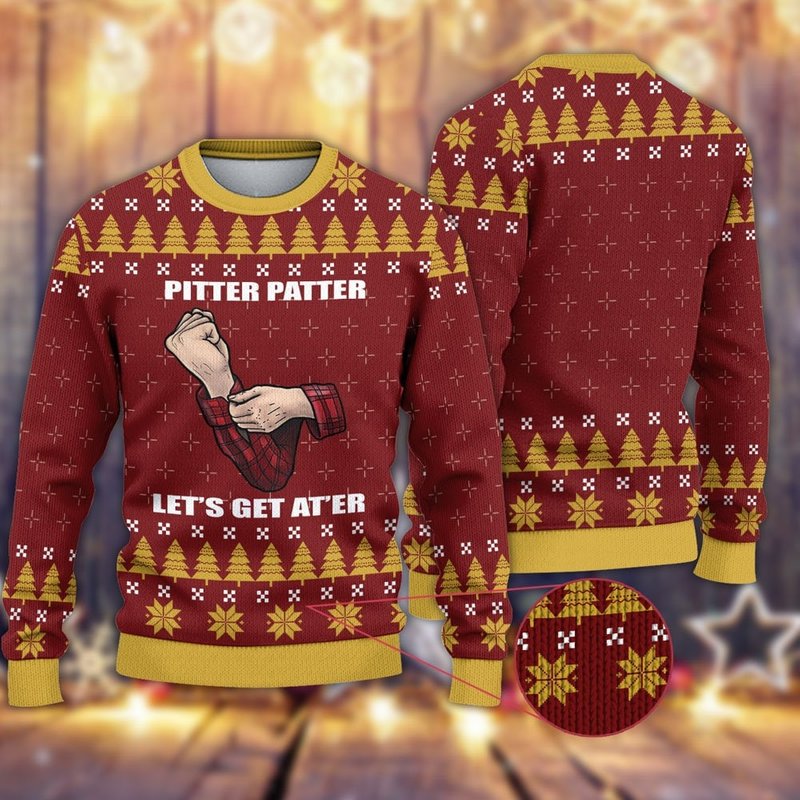 Letterkenny Pitter Patter Lets Get At'er Ugly Christmas Sweater Apparel,xmas Sweater, Xmas 2022 Gift,christmas Gift,christmas Gift Sweater — Chandails pour homm