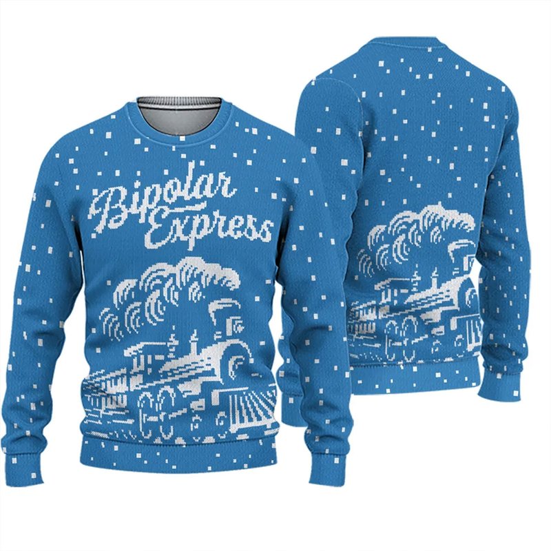 Bipolar Express Ugly Christmas 3d Sweater — Chandails pour hommes