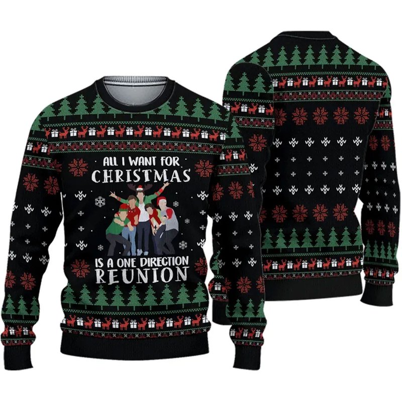 All I Want For Christmas Is A One Direction Reunion Ugly Christmas 3d Sweater — Chandails pour hommes