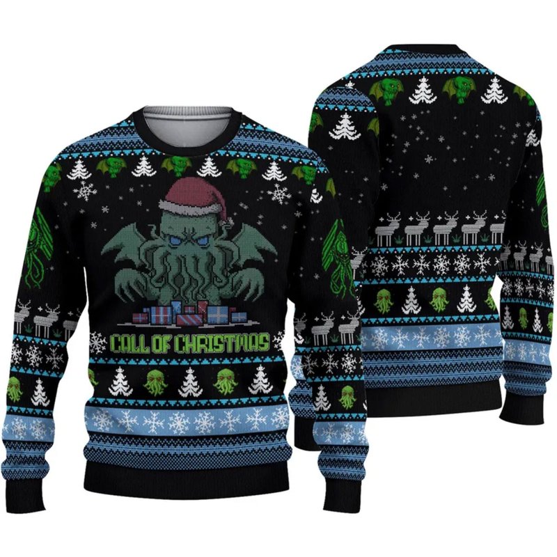 Call Of Cthulhu Ugly Christmas 3d Sweater — Chandails pour hommes