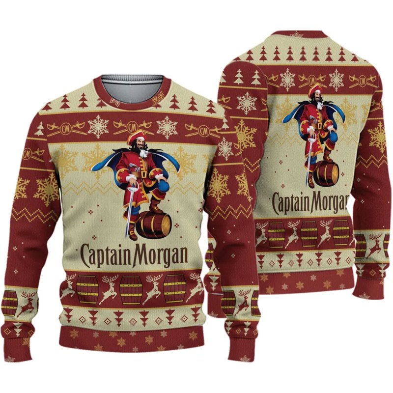 Captain Morgan Print Ugly Christmas 3d Sweater — Chandails pour hommes