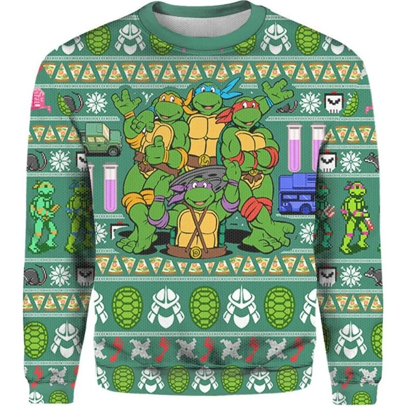Ninja Turtles Ugly Christmas Sweater All Over Print 3d Sweater — Chandails pour hommes