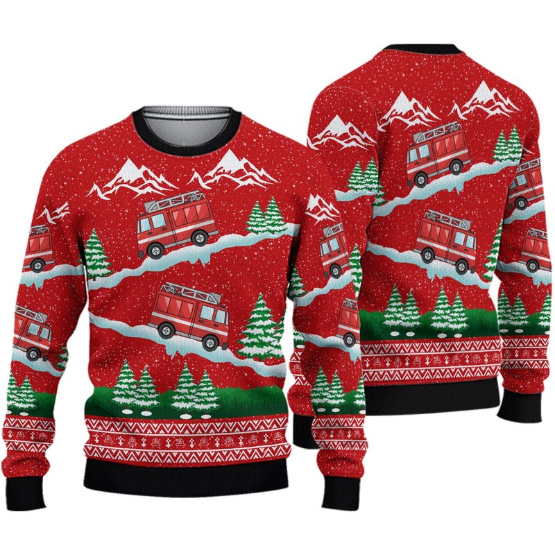 Firefighter Car Christmas Ugly Christmas 3d Sweater — Chandails pour hommes