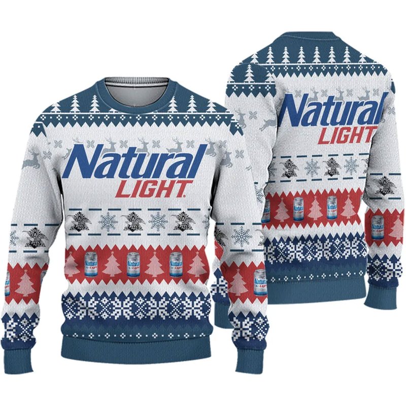 Natural Light Beer Ugly Sweater Christmas 3d Sweater — Mens Sweaters