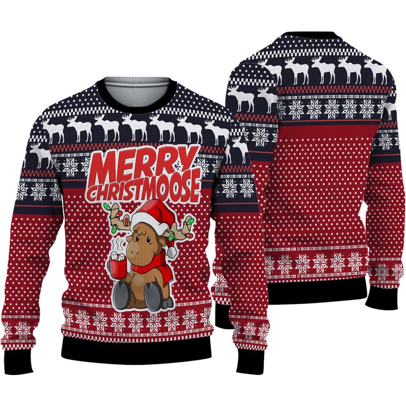 Cute-moose-merry-christmoose-ugly-sweater — Chandails pour hommes