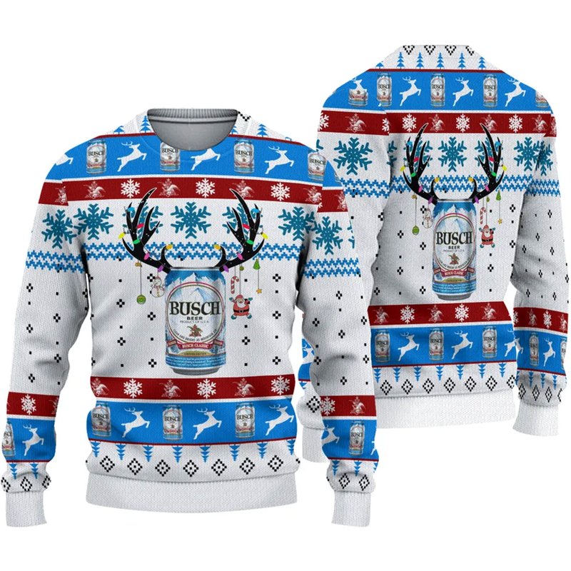 Busch Beer Deer Horn Ugly Sweater 3d Sweater — Chandails pour hommes