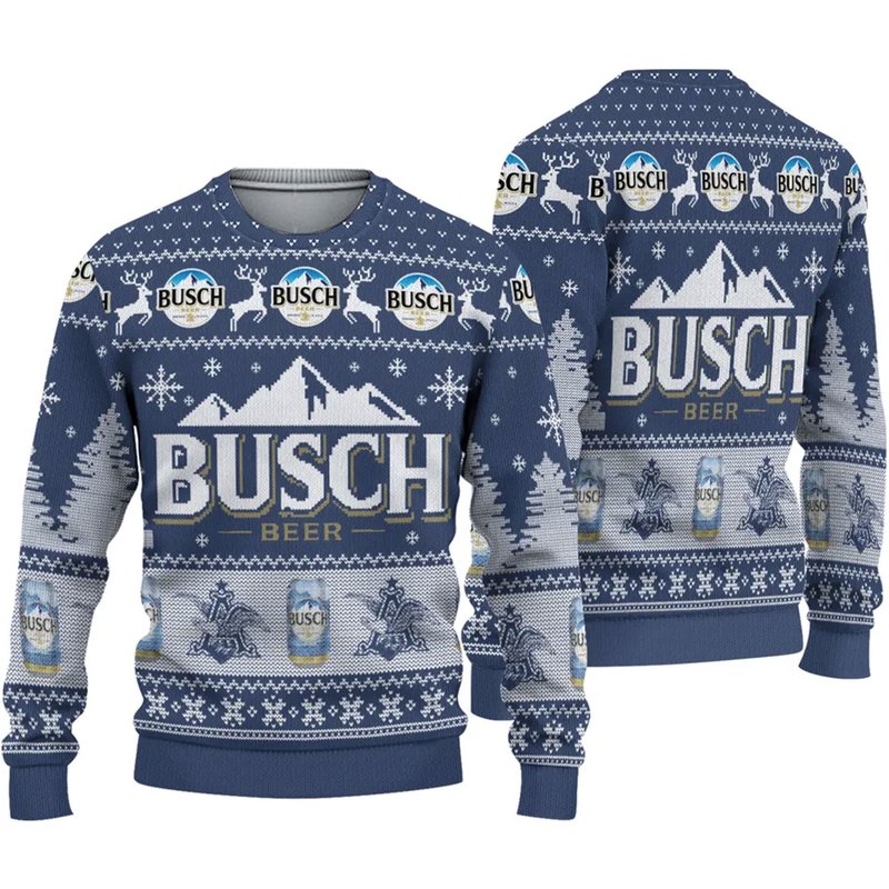 Busch Beer Mountain Ugly Sweater Christmas — Chandails pour hommes