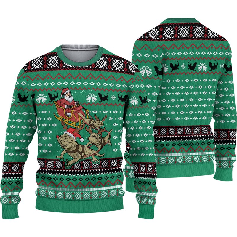 Christmas Bearded Dragon Ugly Sweaters — Mens Sweaters