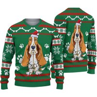Basset Hound Green Ugly Christmas 3d Sweater