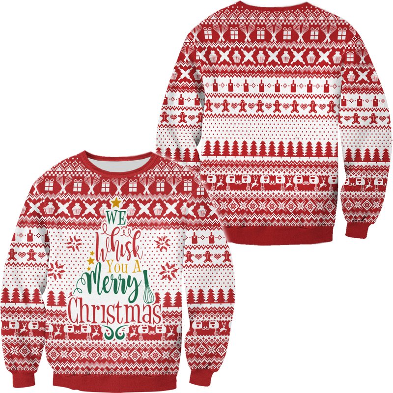 Baking Lovers Gift We Whisk You A Merry Christmas Ugly Christmas 3d Sweater — Mens Sweaters