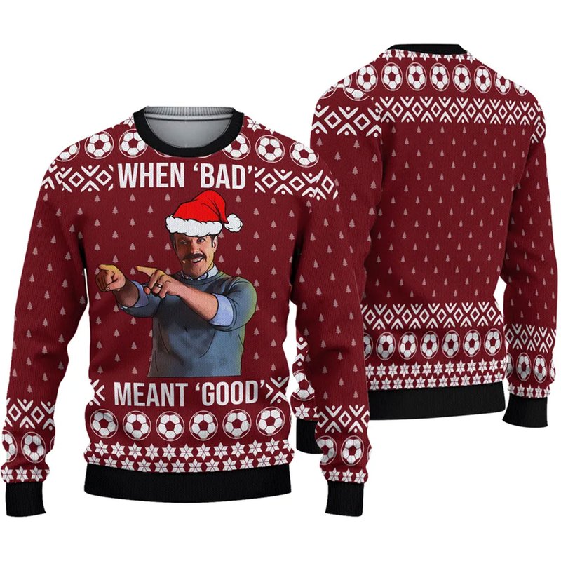 Bad Good Ted Lasso Ugly Christmas 3d Sweater — Chandails pour hommes