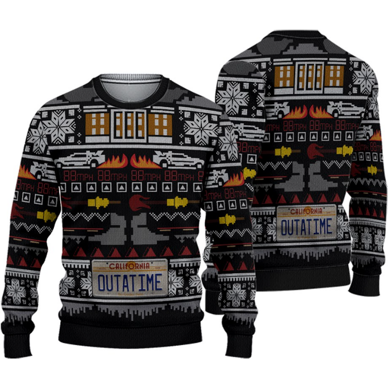 Back To The Future Logo Christmas Ugly Christmas 3d Sweater — Chandails pour hommes