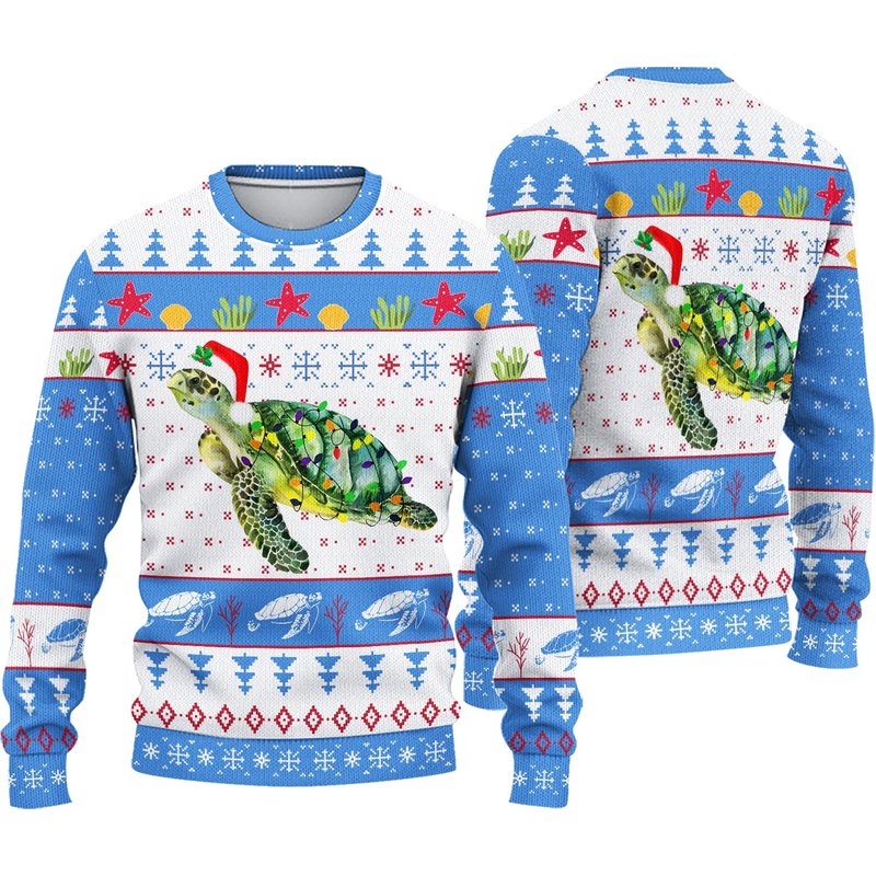 Christmas Sweater, Turtle Ugly Christmas Sweater — Chandails pour hommes