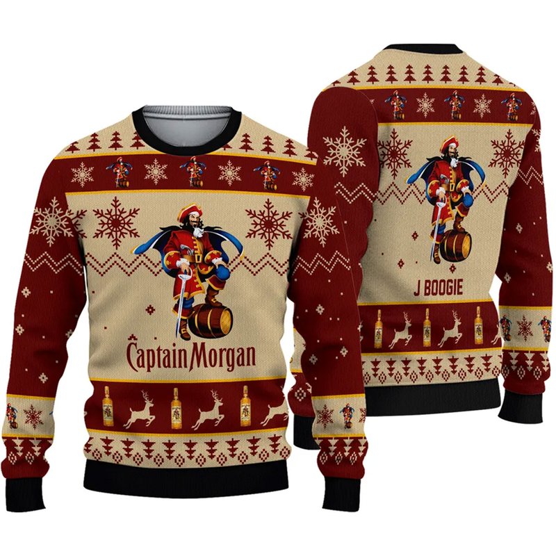 Personalized Christmas Captain Morgan Ugly Sweater — Chandails pour hommes