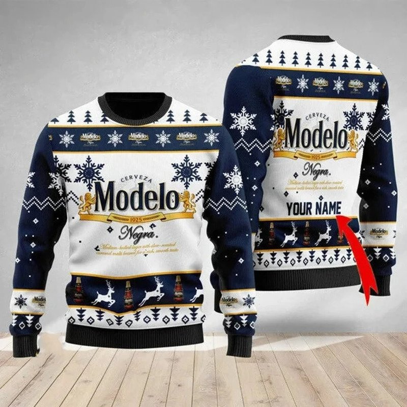 Personalized Modelo Beer Christmas Ugly 3d Sweater — Chandails pour hommes