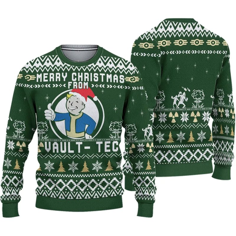 Merry Christmas From Vault Tec Falllout Ugly Knitted Christmas 3d Sweater — Chandails pour hommes