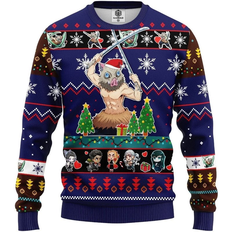 Inosuke Ugly Knitted Christmas, Inosuke Xmas 3d Sweater