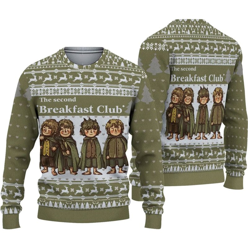 The Second Breakfast Club The Lord Of The Rings Ugly Knitted Christmas 3d Sweater — Chandails pour hommes
