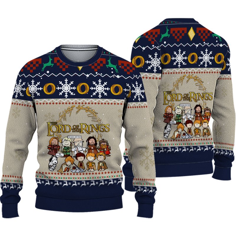 Snoopy The Lord Of The Rings Ugly Knitted Christmas 3d Sweater — Chandails pour hommes