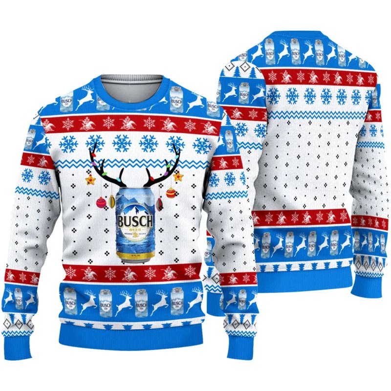Busch Beer Ugly Xmas Sweater, Show Me Your Busch Beer Ugly Knitted Christmas 3d Sweater — Chandails pour hommes