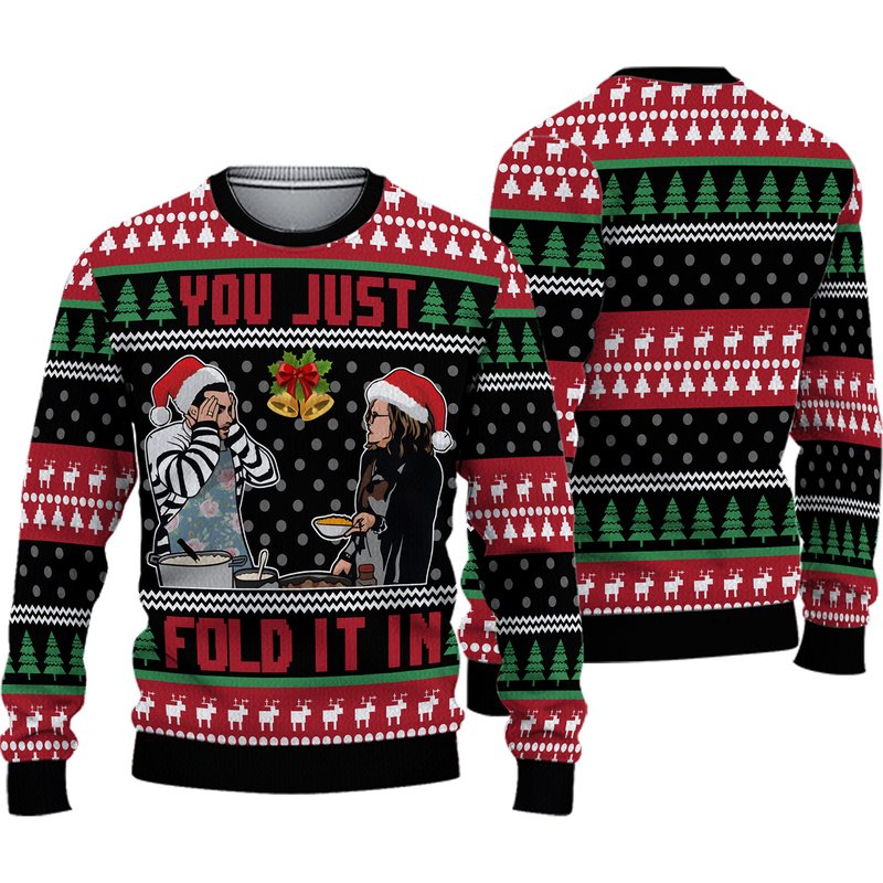 Fold In The Cheese Ugly Christmas 3d Sweater — Chandails pour hommes