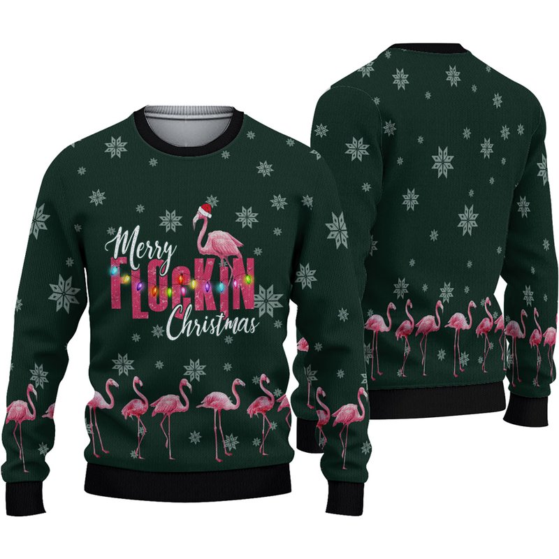 Flamingo Merry Flockin Christmas Ugly Christmas 3d Sweater