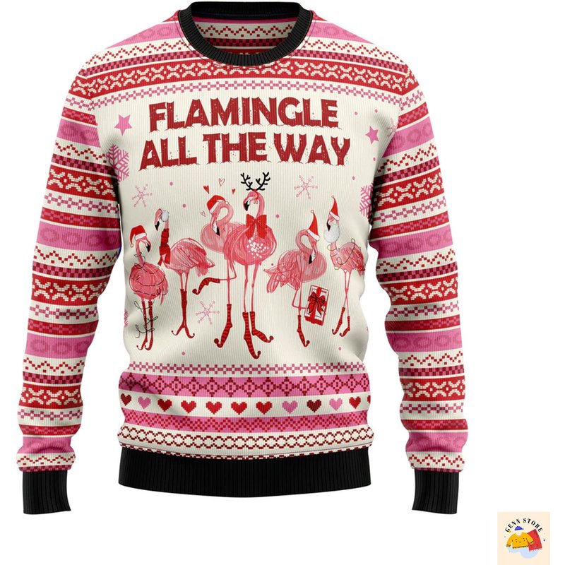 Flamingo Flamingle All The Ways Ugly Christmas Sweater — Chandails pour hommes