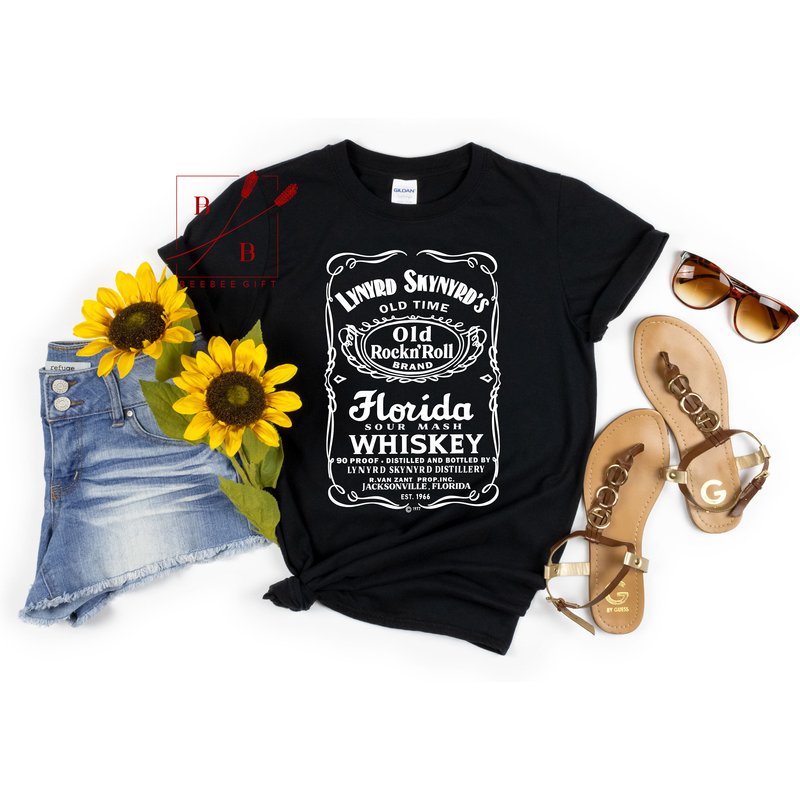 Lynyrd Skynyrd Florida Sour Mash Whiskey Shirt 1977 T-shirt — T-shirts pour hommes